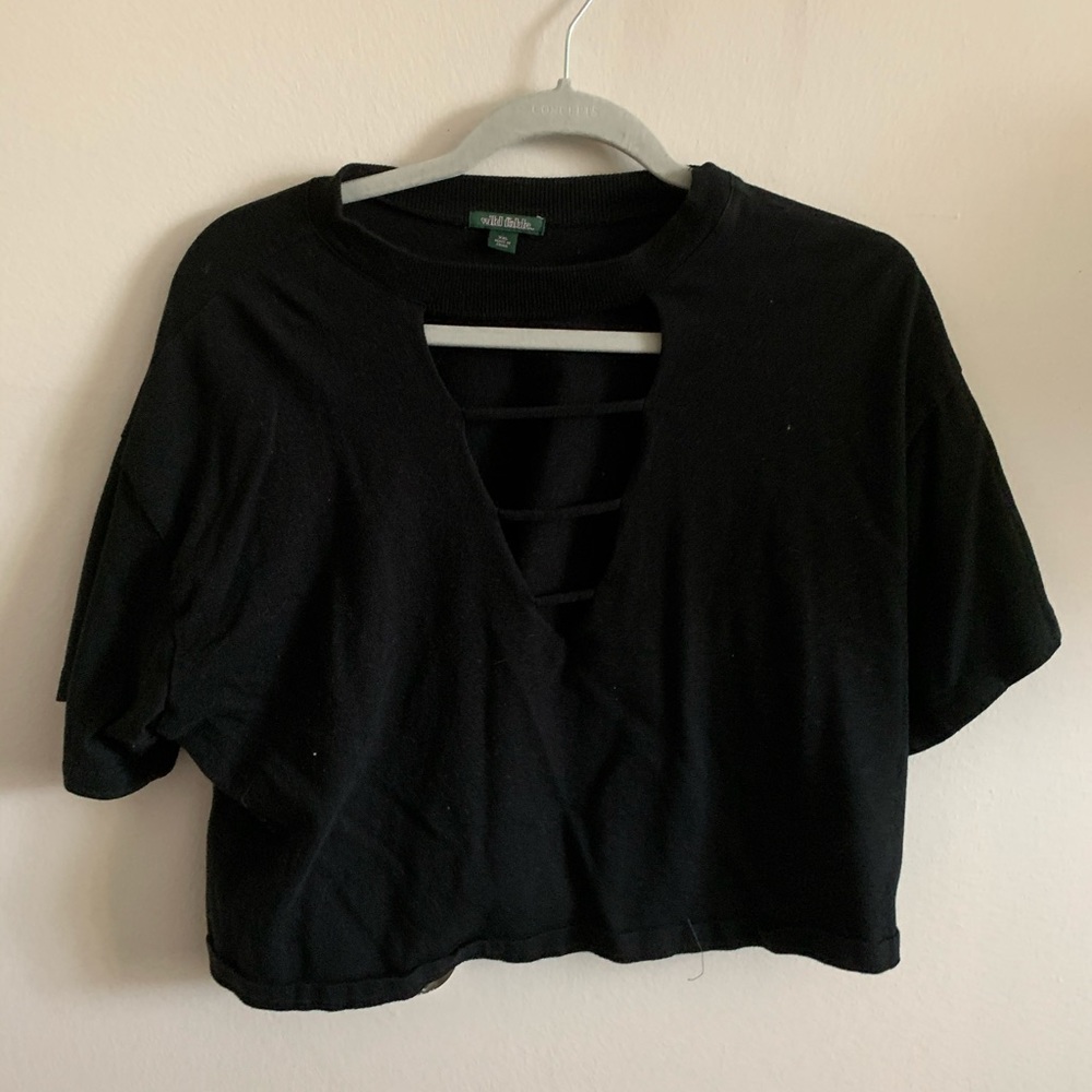 Black low cut crop top